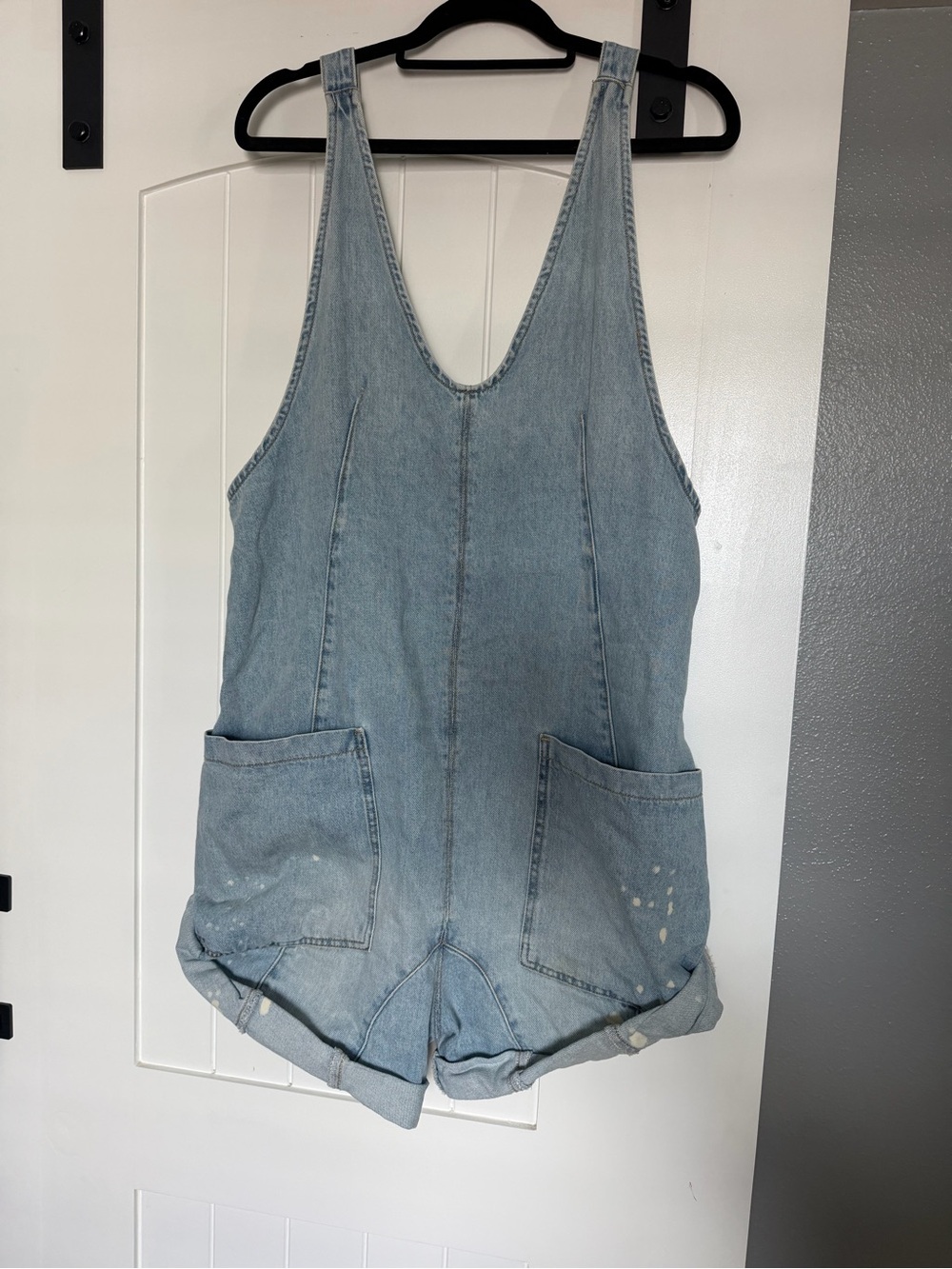 We The Free Light Blue Denim Short Overalls size medium